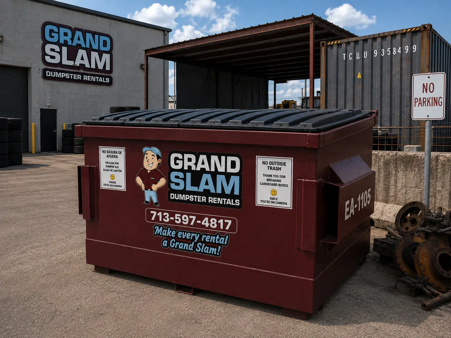 Grand Slam front load dumpster service in the Houston area